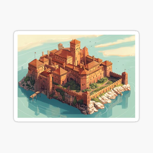 Item preview, a big castle, hand drawn, coast, isometric, hand build, box shape designed and sold by Qwertus.