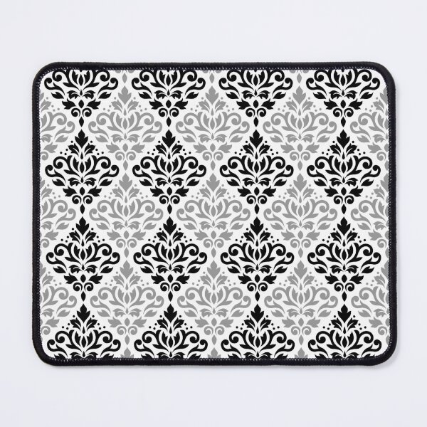 Item preview, Scroll Damask Pattern Black+Gray on White designed and sold by NataliePaskell.