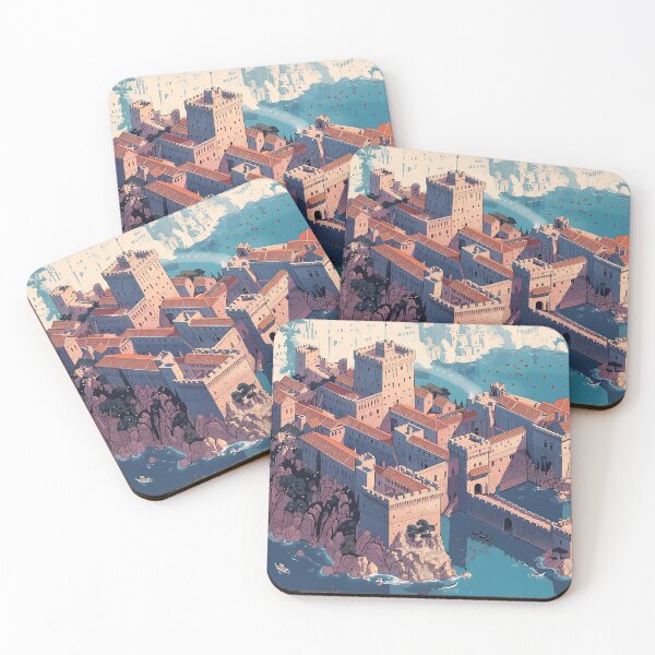 Item preview, a big castle, hand drawn, coast, isometric, hand build, box shape designed and sold by Qwertus.