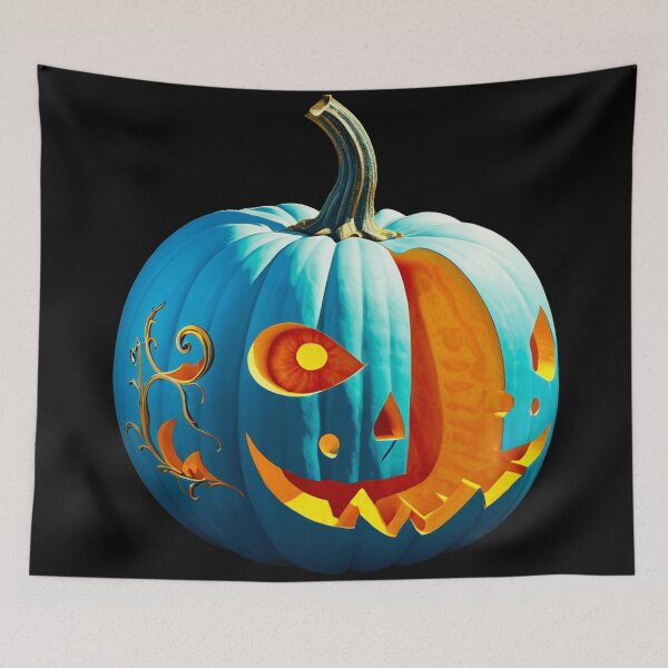 Item preview, Blue pumpkin with intricate carvings designed and sold by artwaves.