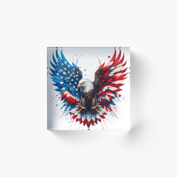 Patriotic Eagle with American Flag Wings: USA Pride Design — Acrylic Block by BiMood