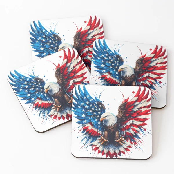 Patriotic Eagle with American Flag Wings: USA Pride Design — Coasters (Set of 4) by BiMood