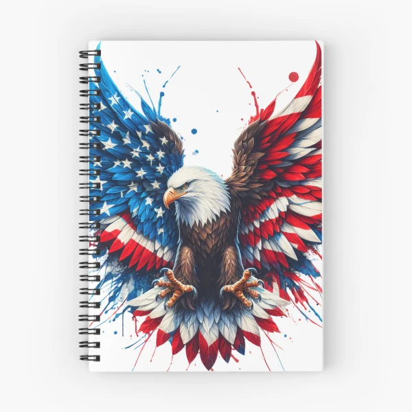 Patriotic Eagle with American Flag Wings: USA Pride Design — Spiral Notebook by BiMood