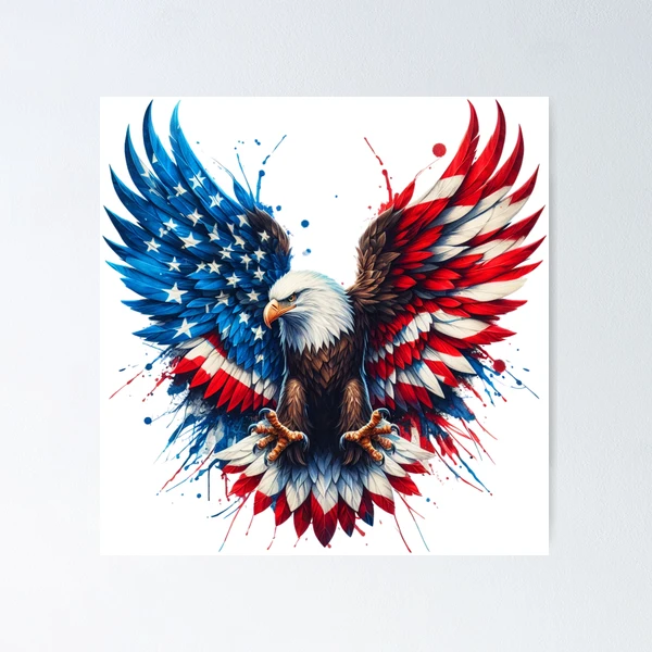Patriotic Eagle with American Flag Wings: USA Pride Design — Poster by BiMood
