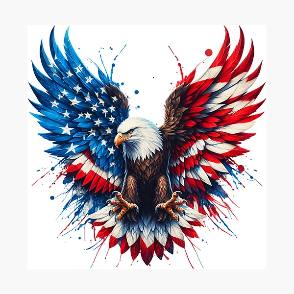 Patriotic Eagle with American Flag Wings: USA Pride Design — Photographic Print by BiMood