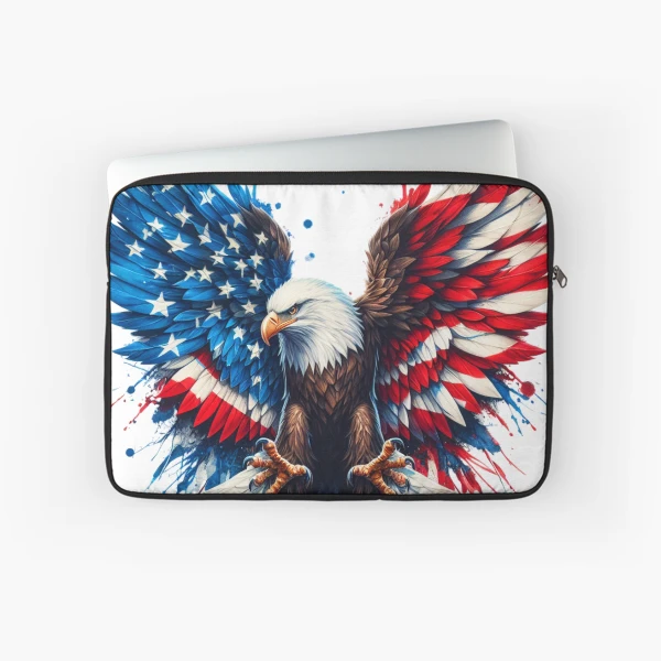 Patriotic Eagle with American Flag Wings: USA Pride Design — Laptop Sleeve by BiMood