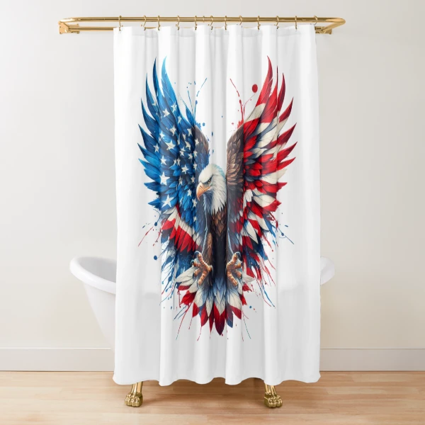 Patriotic Eagle with American Flag Wings: USA Pride Design — Shower Curtain by BiMood