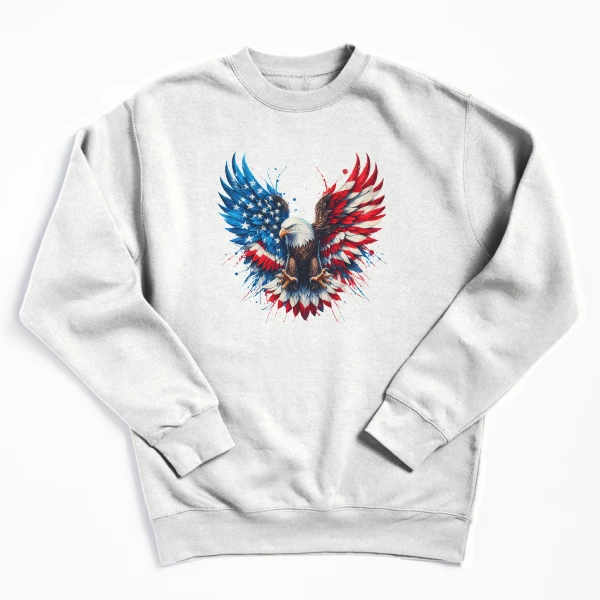 Patriotic Eagle with American Flag Wings: USA Pride Design — Pullover Sweatshirt by BiMood