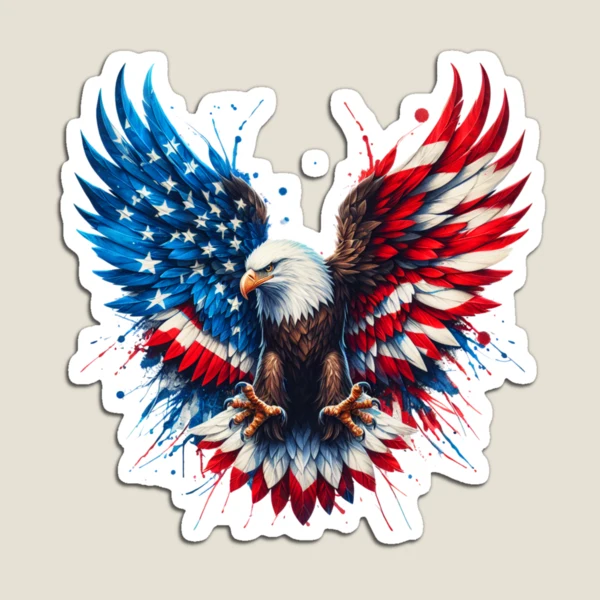 Patriotic Eagle with American Flag Wings: USA Pride Design — Magnet by BiMood
