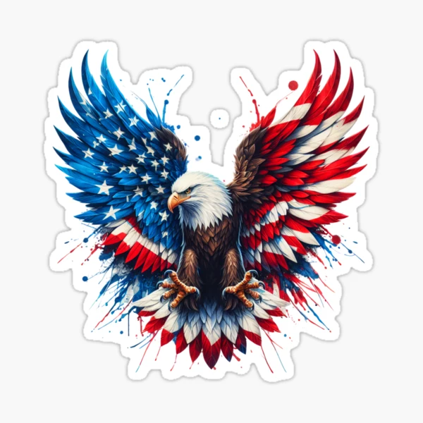 Patriotic Eagle with American Flag Wings: USA Pride Design — Sticker by BiMood