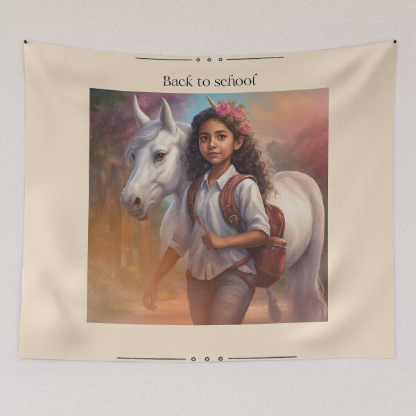Item preview, Vintage girl with white horse - Back to school designed and sold by All-About-Life.