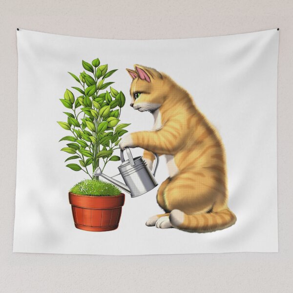Item preview, Cat Watering Plants designed and sold by underheaven.