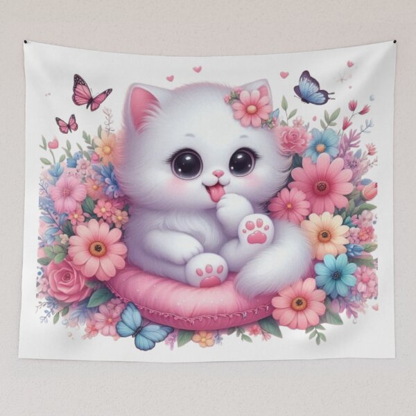 Item preview, White Cute Cat designed and sold by WorlDigitalArts.