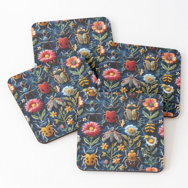 Item preview, Funny Insects & Flowers Cozy Floral Boho Embroidery designed and sold by SecretDicer.