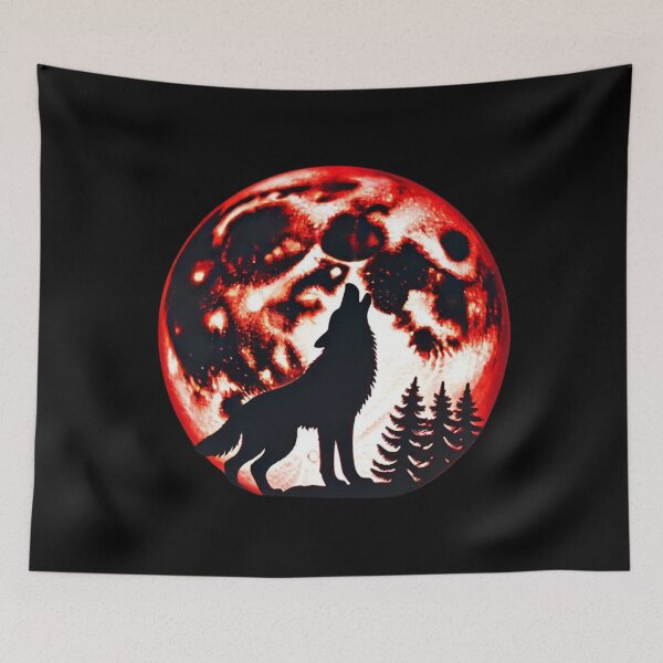 Item preview, Howling Wolf Against Red Moon designed and sold by Blink Art Studio.