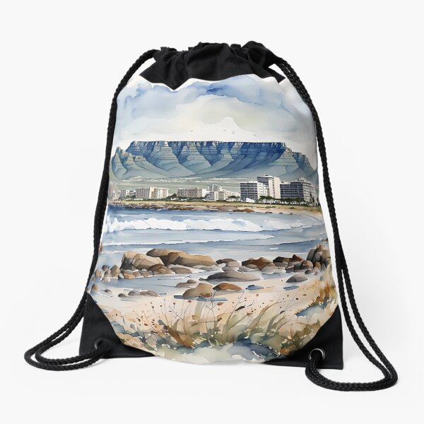 Table Mountain & Cape Town from Bloubergstrand, South Africa Drawstring Bag
