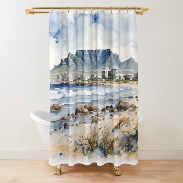 Table Mountain & Cape Town from Bloubergstrand, South Africa Shower Curtain