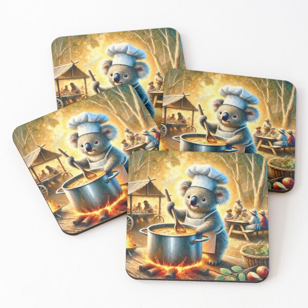 Item preview, Koala Chef Cooking Soup at Outdoor Market designed and sold by Koalangel.