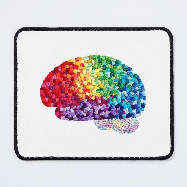 Item preview, Square the Circle - Embroidered Look - Rainbow Brain by Laurabund designed and sold by Laura Bundesen.