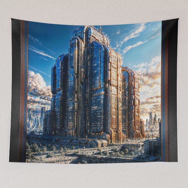Item preview, Visionary Urban Landscape Of A Futuristic Copper Metropolis Astounding AI Concept Art by Xzendor7 designed and sold by Xzendor7 Digital Art Creations.