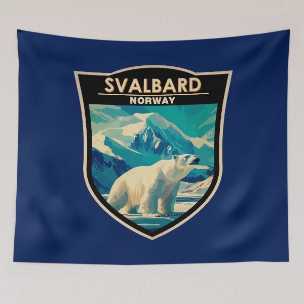 Item preview, Svalbard Norway Polar Bear Travel Art Badge designed and sold by KrisSidDesigns.
