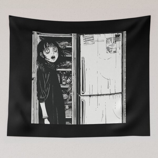 Item preview, hiding space - black and white horror manga anime girl designed and sold by ForsakenFrames.