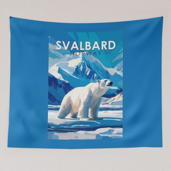 Item preview, Svalbard Norway Polar Bear Travel Art Vintage designed and sold by KrisSidDesigns.