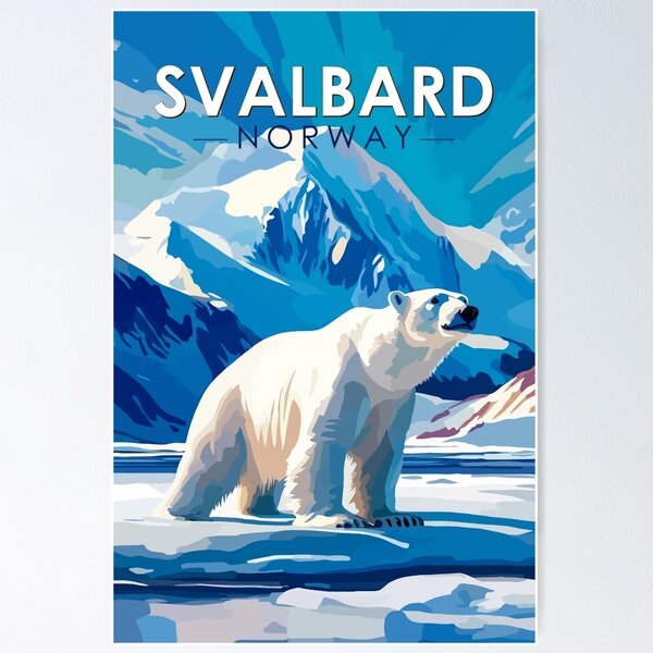 Item preview, Svalbard Norway Polar Bear Travel Art Vintage designed and sold by KrisSidDesigns.