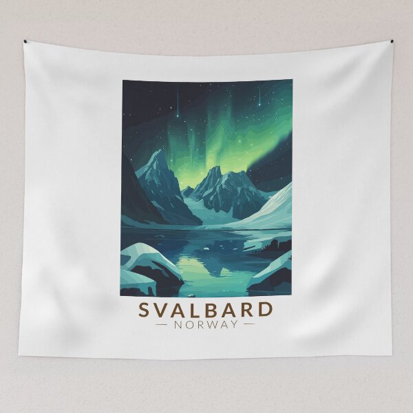 Item preview, Svalbard Norway Northern Lights Travel Art Vintage designed and sold by KrisSidDesigns.