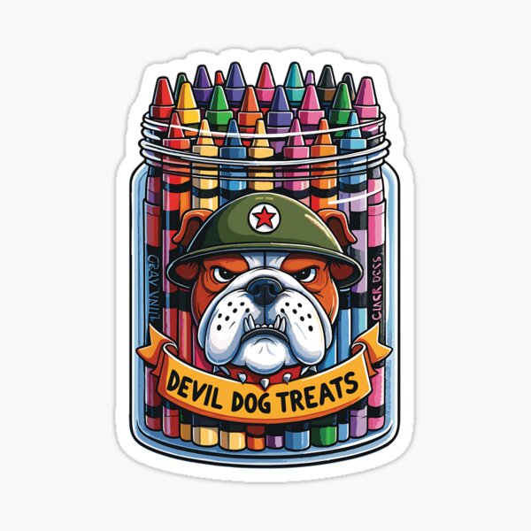 Item preview, Funny Marine Corps "Devil Dog Treats" Crayon Eater Design designed and sold by SillyPupDesign.