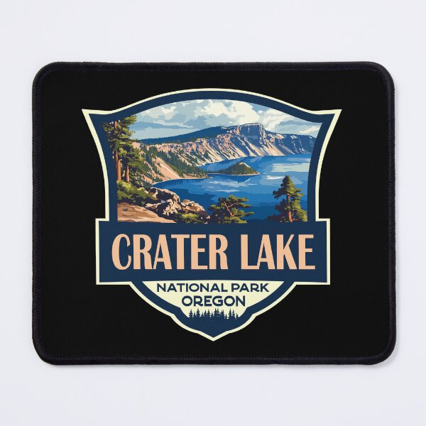 Item preview, Crater Lake National Park Illustration Retro Badge designed and sold by KrisSidDesigns.