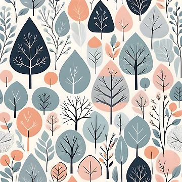Artwork thumbnail, Minimalist Tree Pattern by KaviPatterns