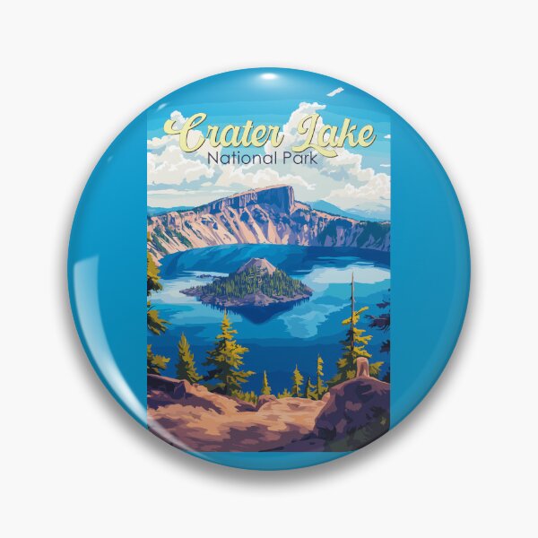 Item preview, Crater Lake National Park Illustration Travel Art Vintage designed and sold by KrisSidDesigns.
