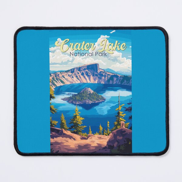 Item preview, Crater Lake National Park Illustration Travel Art Vintage designed and sold by KrisSidDesigns.