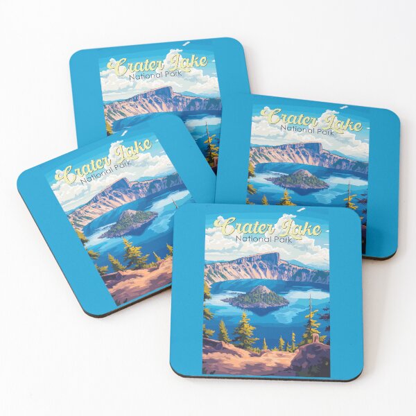Item preview, Crater Lake National Park Illustration Travel Art Vintage designed and sold by KrisSidDesigns.
