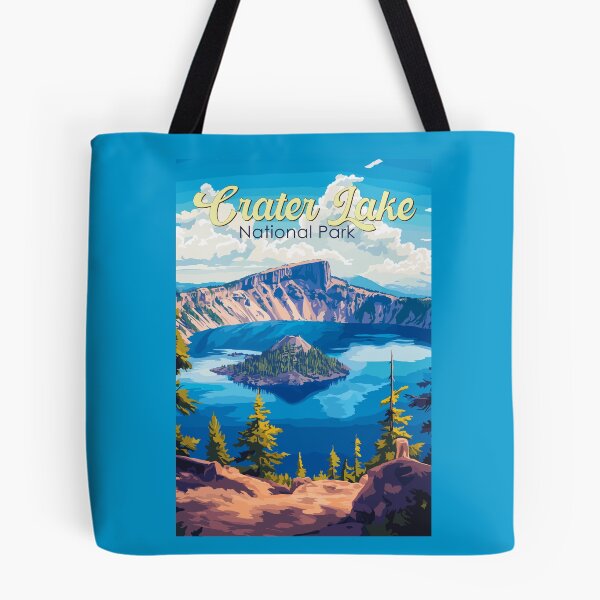 Item preview, Crater Lake National Park Illustration Travel Art Vintage designed and sold by KrisSidDesigns.