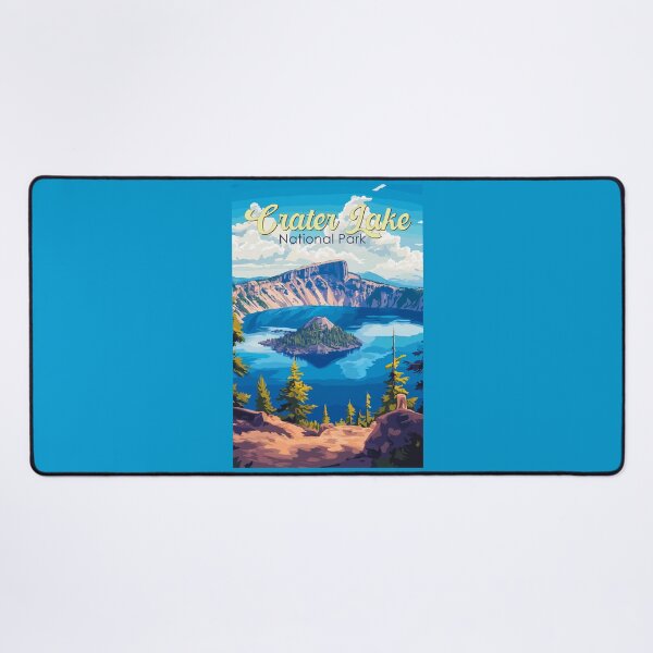 Item preview, Crater Lake National Park Illustration Travel Art Vintage designed and sold by KrisSidDesigns.