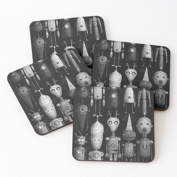 Item preview, Black and White Quirky Robots designed and sold by InsanseCreation.