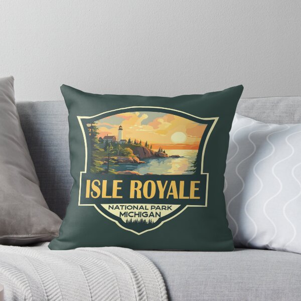 Artikelvorschau, Isle Royale Nationalpark Illustration Retro Abzeichen entworfen und verkauft von KrisSidDesigns.