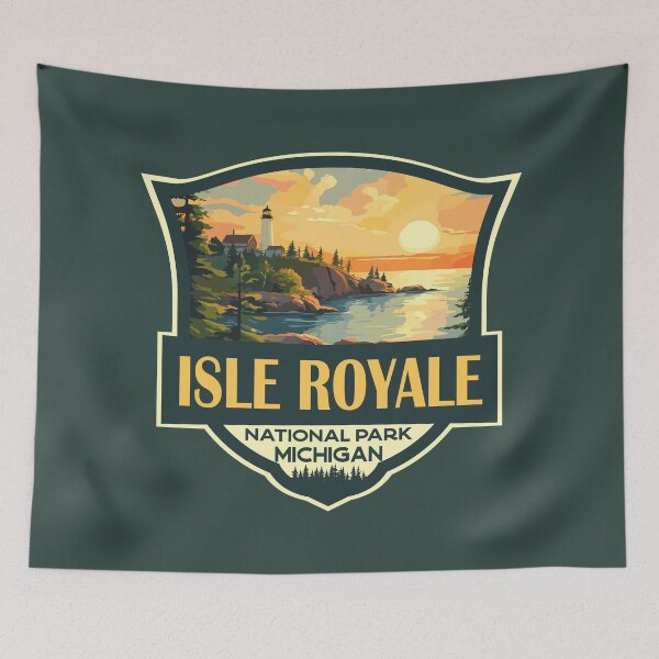 Item preview, Isle Royale National Park Illustration Retro Badge designed and sold by KrisSidDesigns.