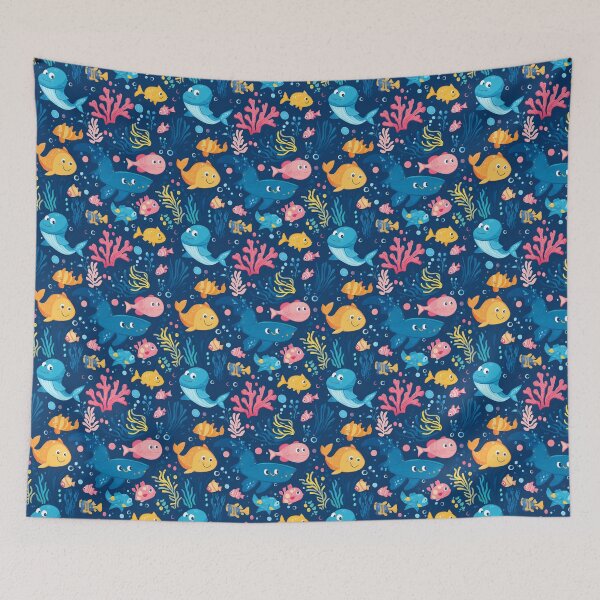 Item preview, Cute school of fish in the underwater world Seamless designed and sold by LongMongDoo.