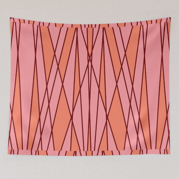 Item preview, Peach orange and pink geometric design, symmetrical vertical lines  designed and sold by Stefrait-7.