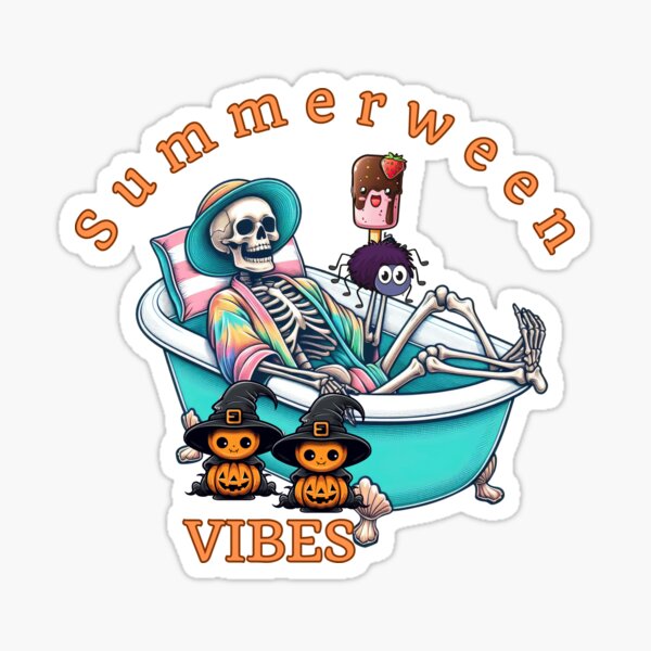 Summerween Halloween - Skelett - Eis - Sommer - Urlaub Sticker