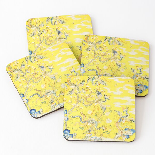 Item preview, Five Phoenixes in The Garden ,Chinese Imperial Bright Yellow Floral Tapestry designed and sold by BulganLumini.