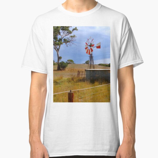 Red and White Windmill in Australian Countryside Classic T-Shirt