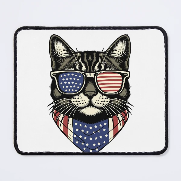 USA Kitty Cat Design - Perfect for the Childless Cat Lady — Mouse Pad by BiMood