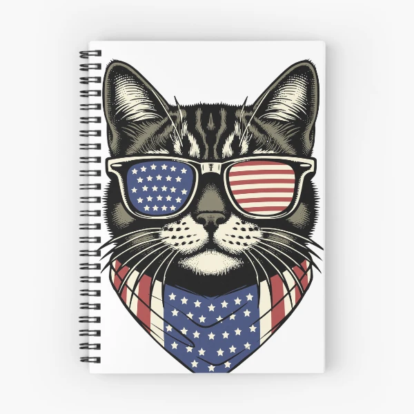 USA Kitty Cat Design - Perfect for the Childless Cat Lady — Spiral Notebook by BiMood