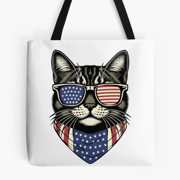 USA Kitty Cat Design - Perfect for the Childless Cat Lady — All Over Print Tote Bag by BiMood
