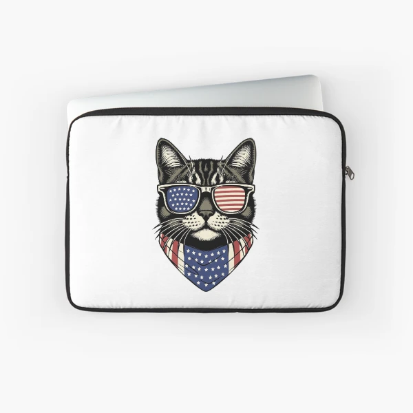 USA Kitty Cat Design - Perfect for the Childless Cat Lady — Laptop Sleeve by BiMood