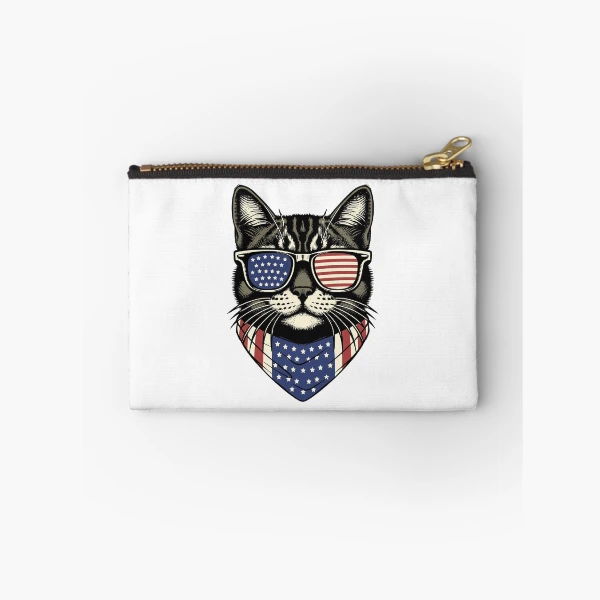USA Kitty Cat Design - Perfect for the Childless Cat Lady — Zipper Pouch by BiMood